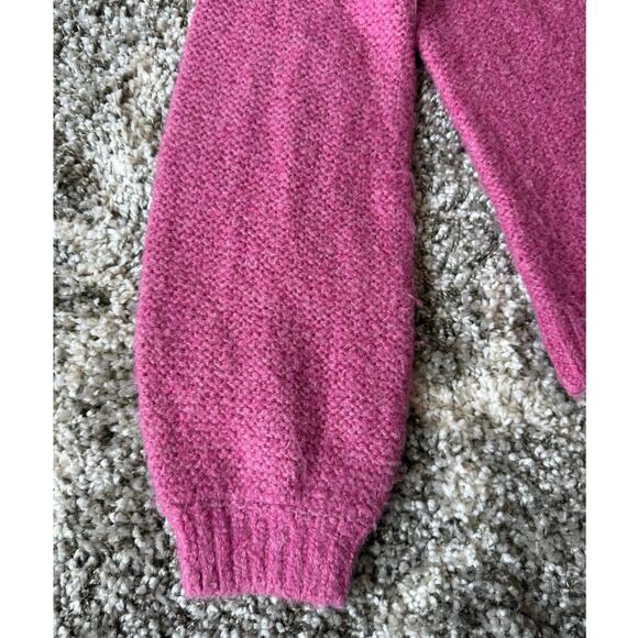 Abercrombie & Fitch Pink Wool Blend Knit Balloon Sleeve Crewneck Sweater Small - Picture 9 of 13